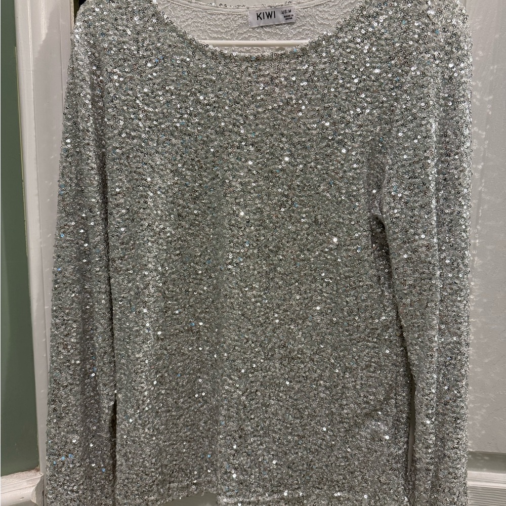 Kiwi White Sequin Top